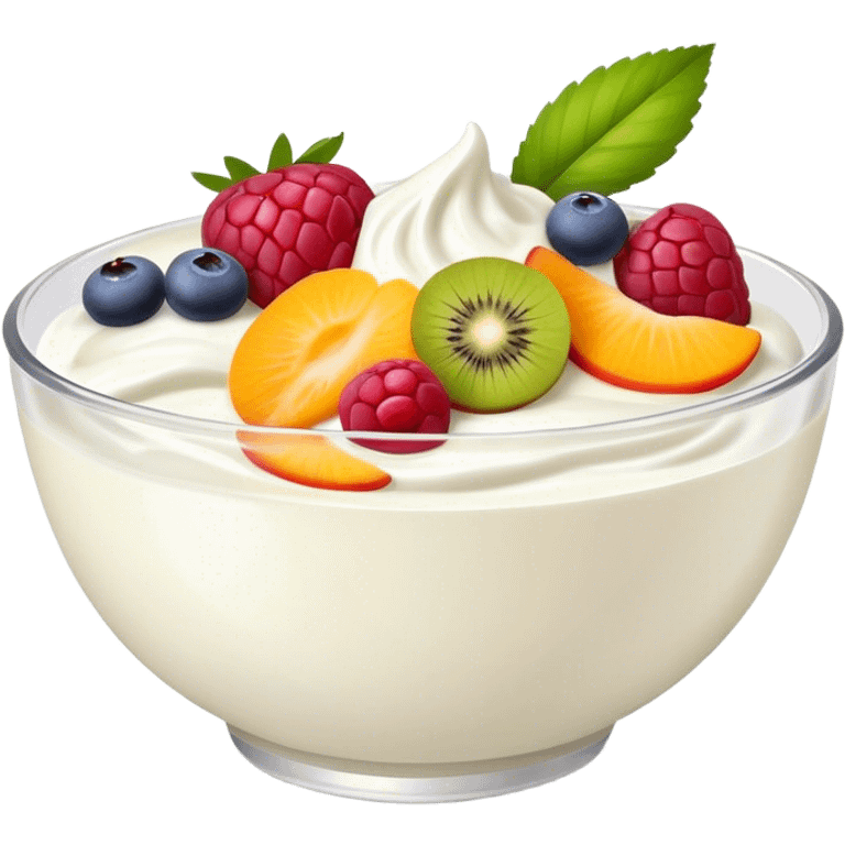 Yoghurt with fruits in bowl  emoji