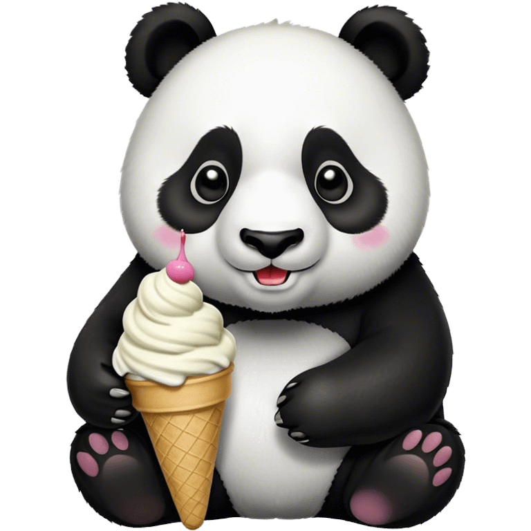 Panda eating ice cream emoji