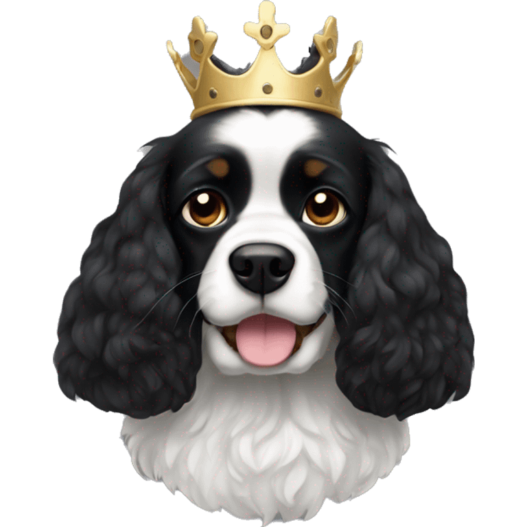 completely black small king spaniel with black fur on his whole face and white fur on chest emoji