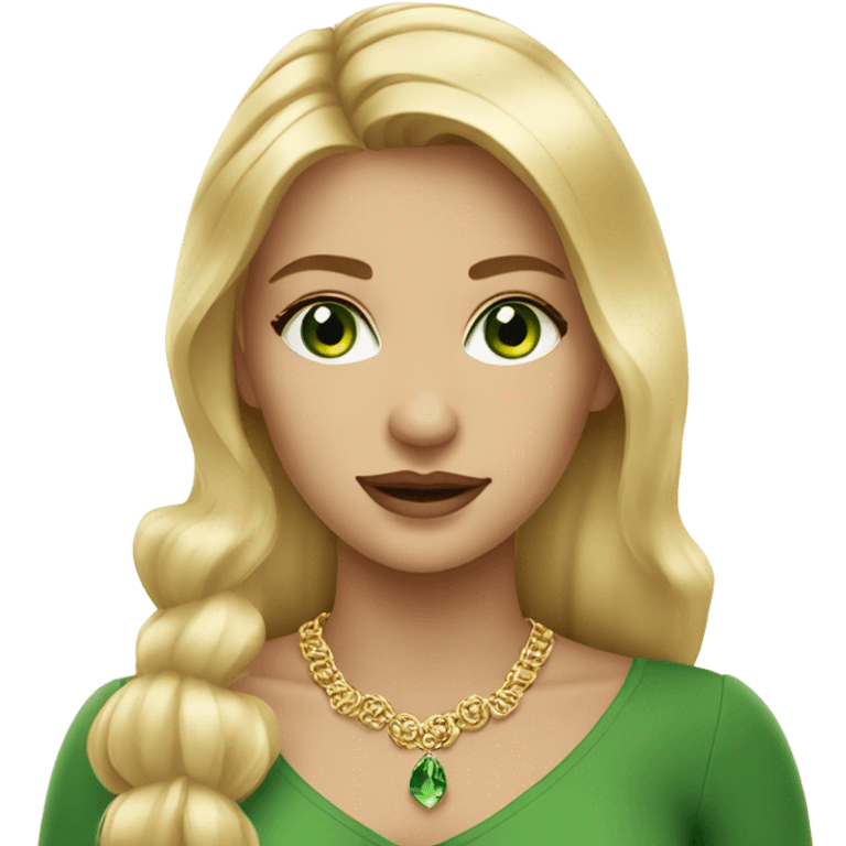 gorgeous blonde girl green eyes gold jewlery emoji