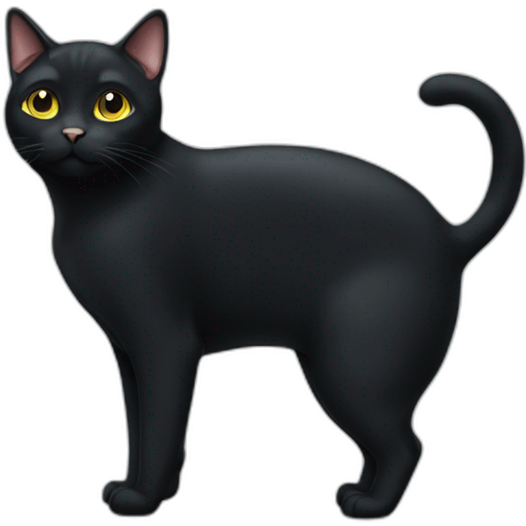 obese black cat standing emoji