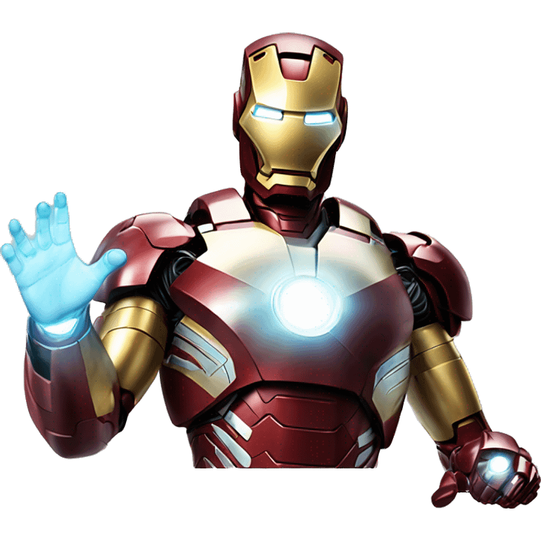 Iron Man with hologram form his hand in right side of iron man. emoji