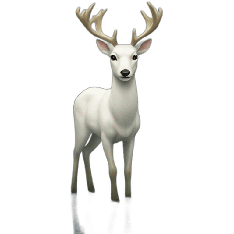 A white deer walking on the river emoji