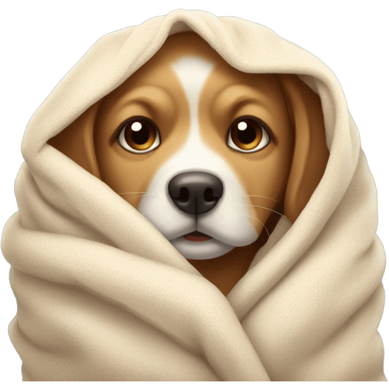 Cute dog wrapped around blanket  emoji