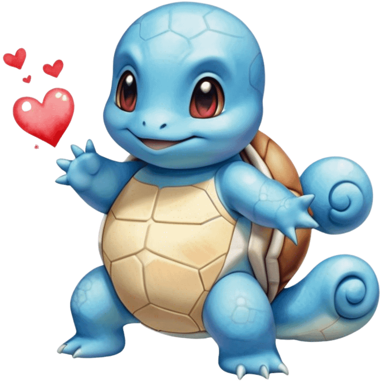 Squirtle sending a kiss emoji