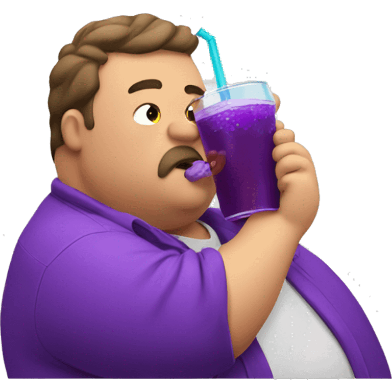 Fat guy sipping a purple drink emoji