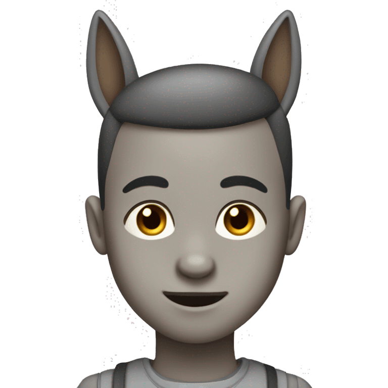 boy with buzzcut, with gray donkey ears, brown eyes, cross-eyed, wearing collar emoji