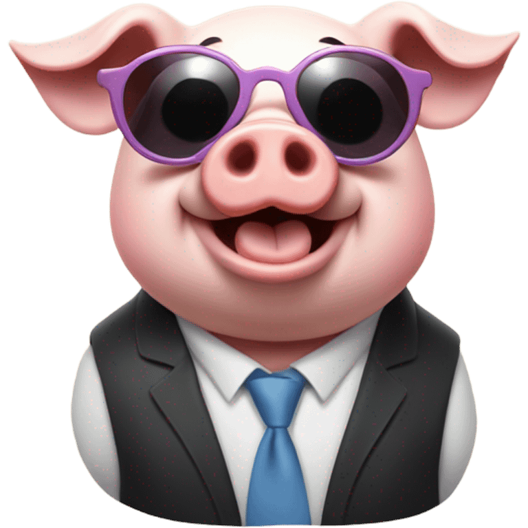 Happy rich pig cilinder sunglases emoji