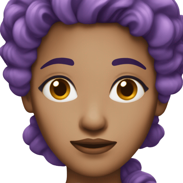 Light tan woman with purple eyes, black and purple hair, and purple horns  emoji