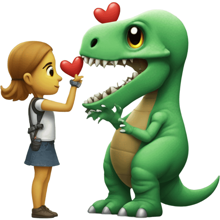 Dinosaur kisses Robot emoji