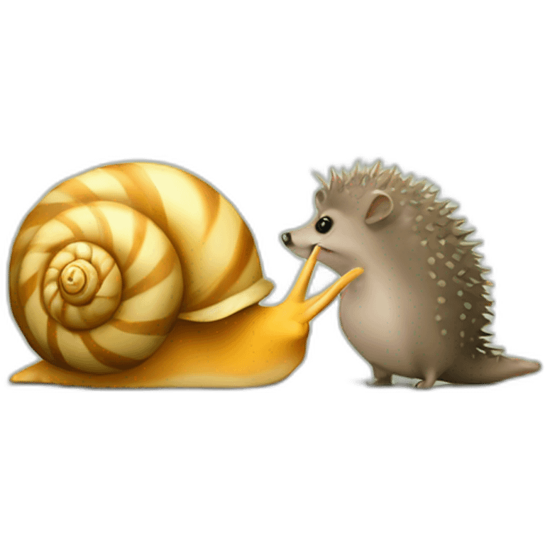 a snail and a hedgehog kissing emoji