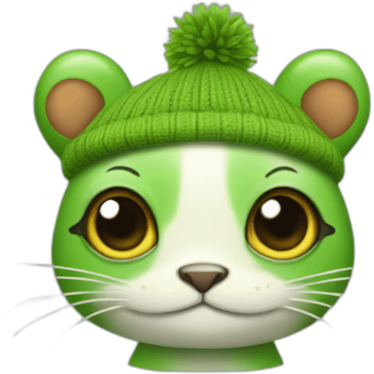 Frog wearing square cat Ear beanie emoji