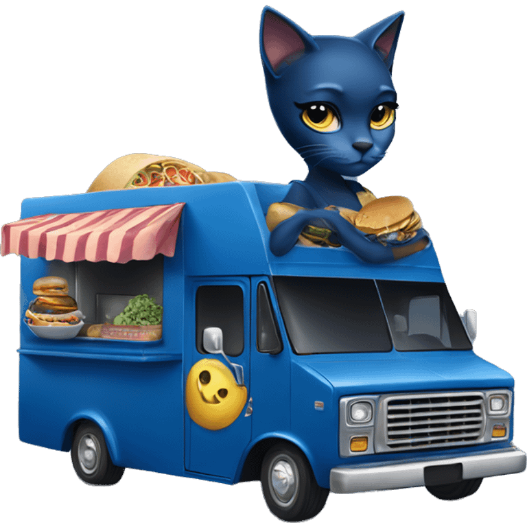 Dark blue Catgirl’s lowrider food truck  emoji