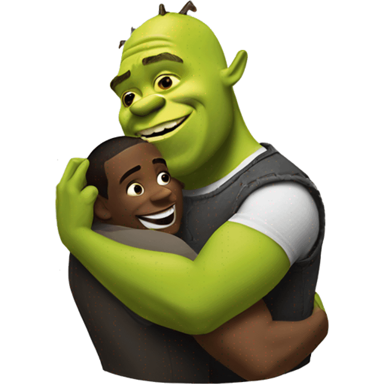 shrek and black man hugging  emoji