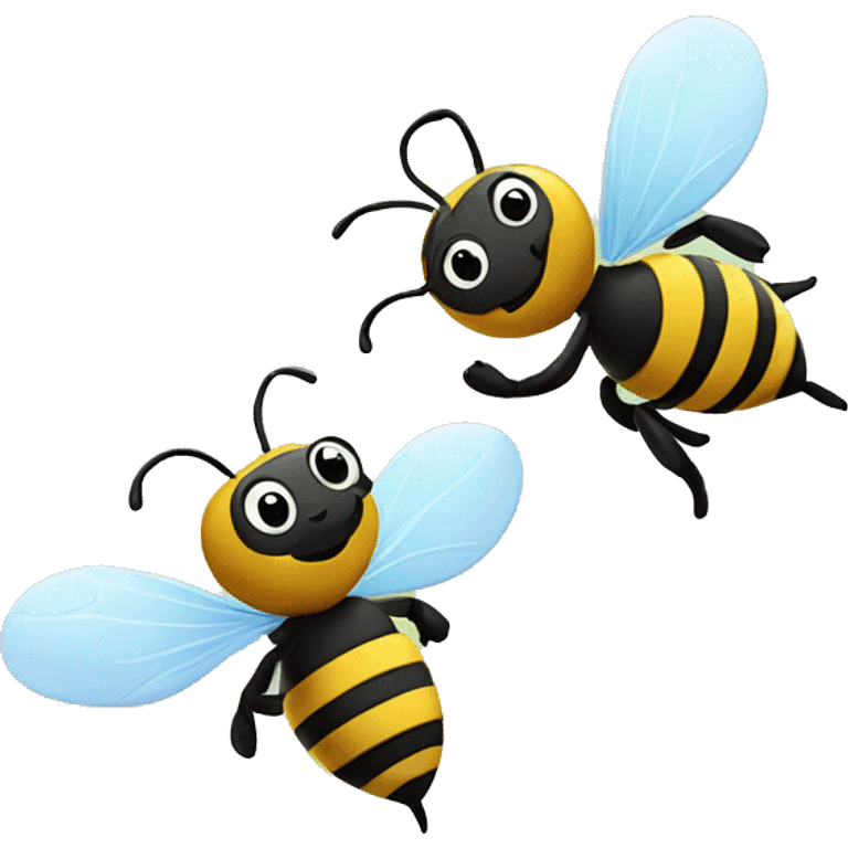 Two cartoon bees flying around each other emoji