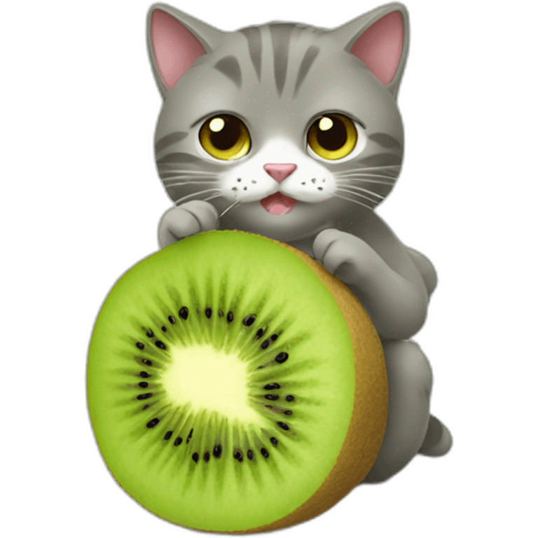 cat eating kiwi emoji