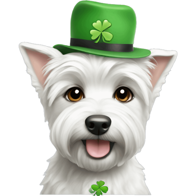 westie with a shamrock baseball cap emoji