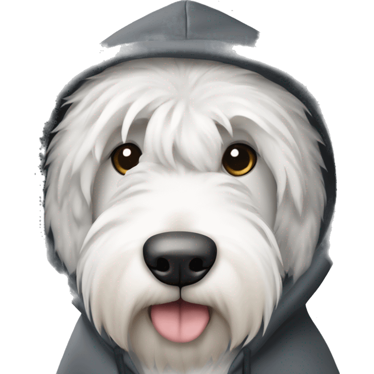 English sheepdog with hoodie emoji