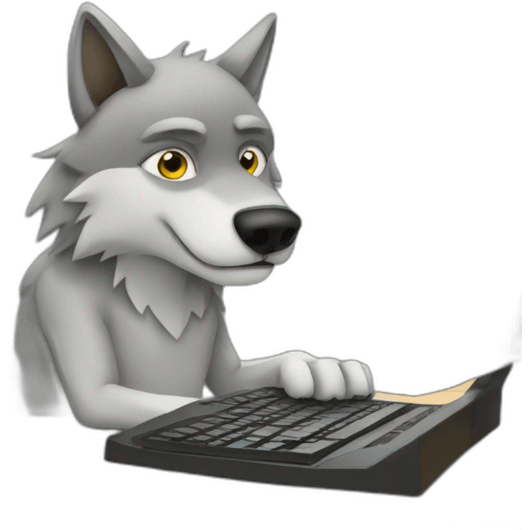 wolf at a computer emoji