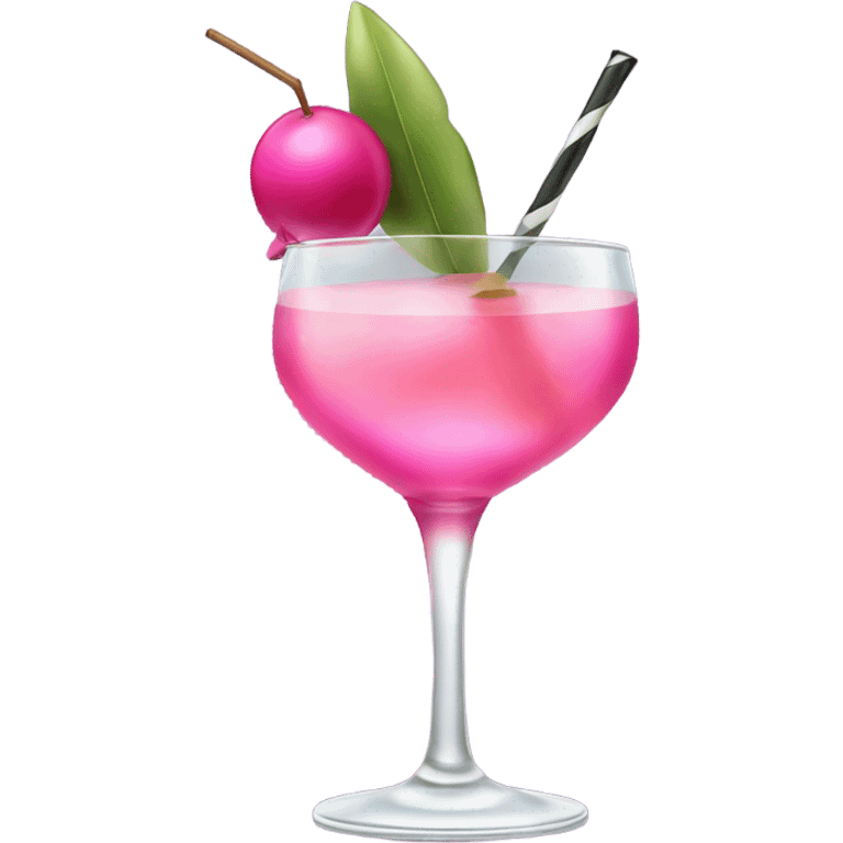 cocktail with bow and pink olive emoji