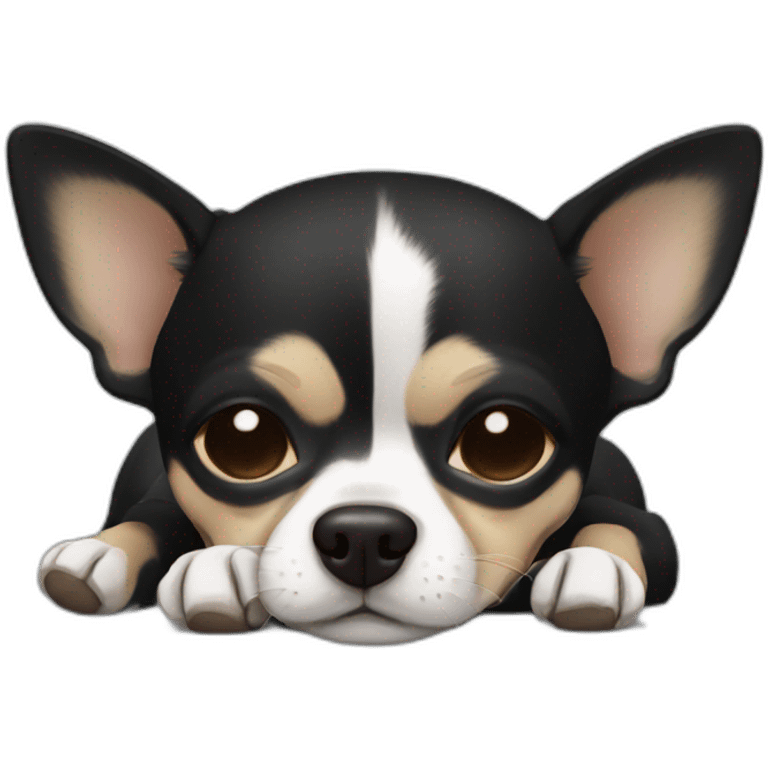 Black and neutral color Chihuahua sleeping emoji