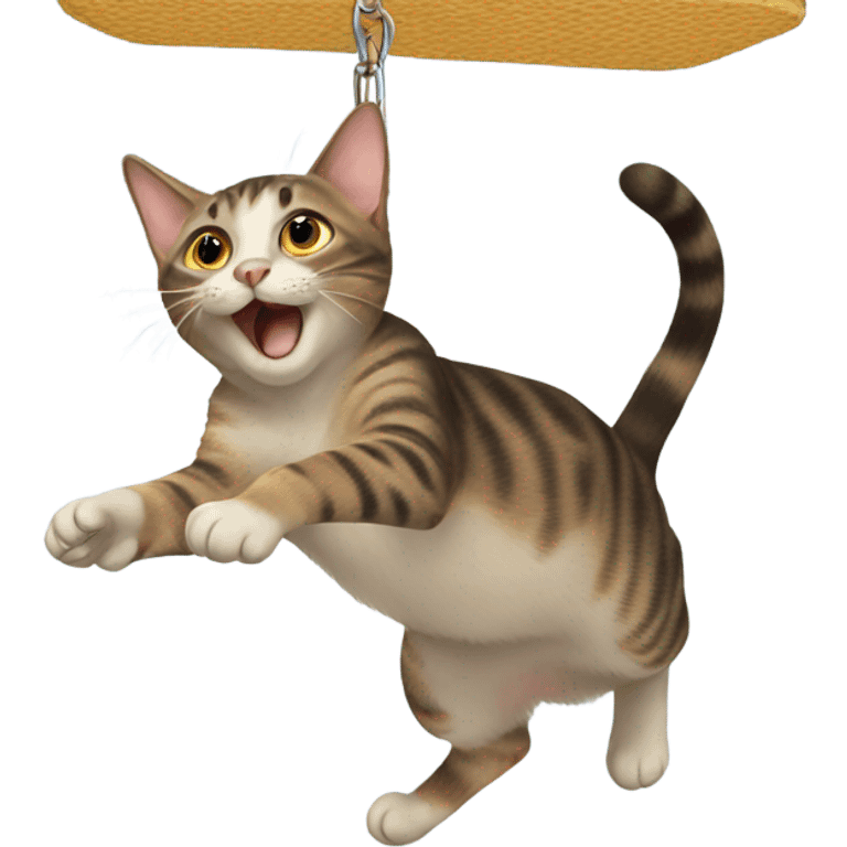 Cat swinging from the ceiling emoji