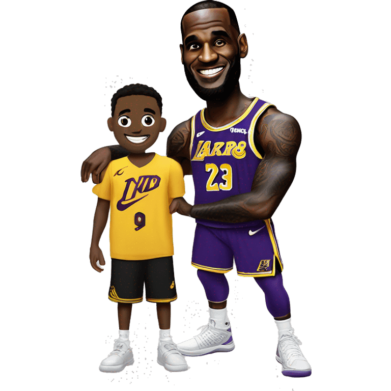 LeBron James posing with bronny James  emoji