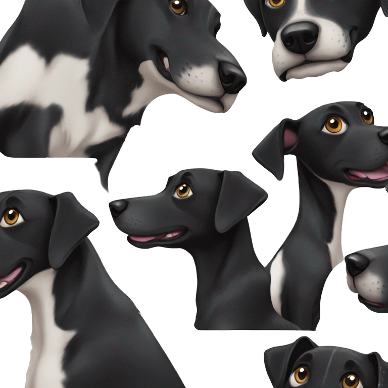 Black dog labrador whippet cross happy face  emoji