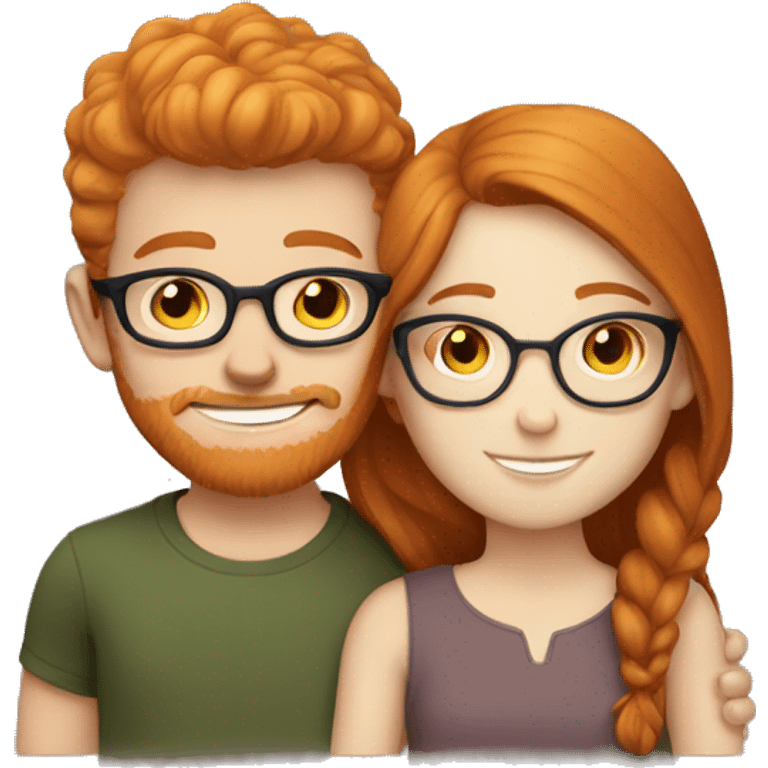 Ginger haired white girl and BROWN haired white boy with glasses hugging  emoji