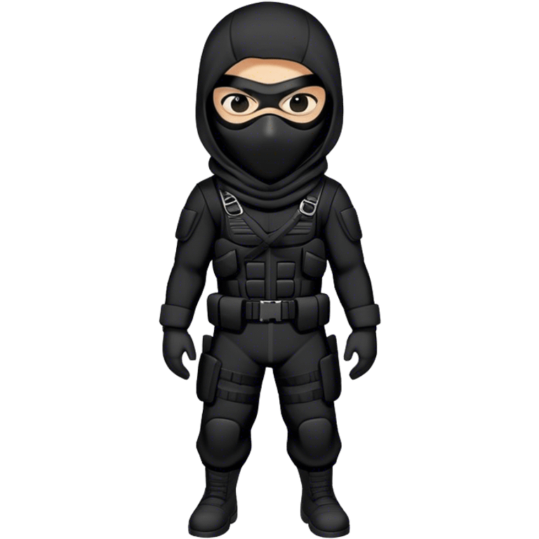 A masked assassin futuristic  in a black tactical suit emoji