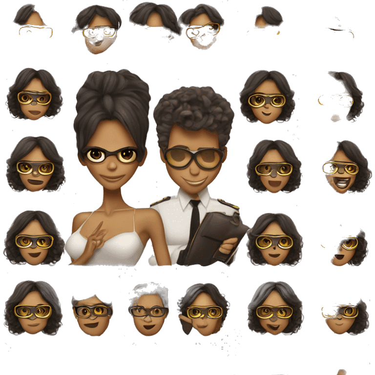 halle berry com óculos e jaleco emoji