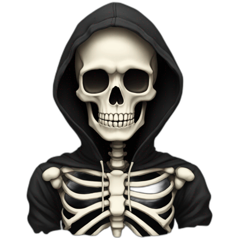 skeleton in black hoodie cool emoji