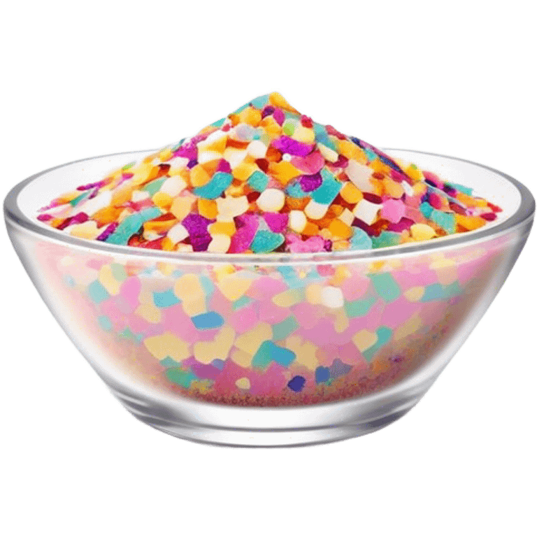 Cinematic Realistic Sparkles & Sprinkles, a delicate swirl of tiny, multicolored sugar confetti and edible glitter, scattered across a smooth reflective surface, each speck glinting under soft ambient light, glowing vibrantly with a dreamy and magical charm. emoji