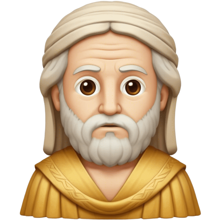 Cinematic Realistic Plato Portrait Emoji, depicted as a wise ancient philosopher with a contemplative expression in classical robes, rendered with soft textures and timeless serene lighting that captures his intellectual legacy. emoji