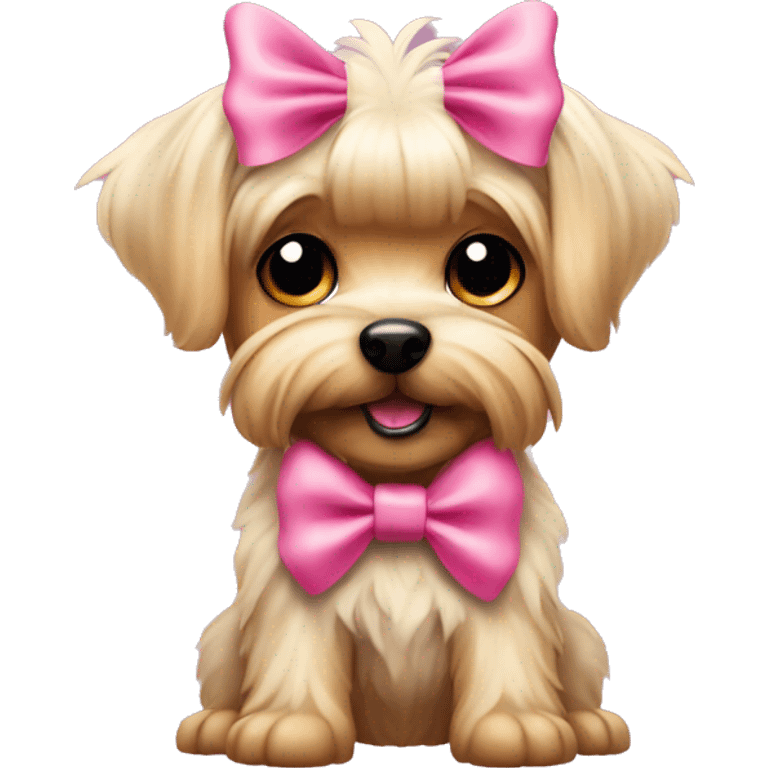 Dog Yorkshire party color with a pink bow emoji