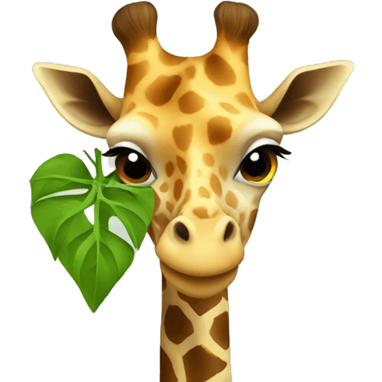 Giraffe eating a leave emoji