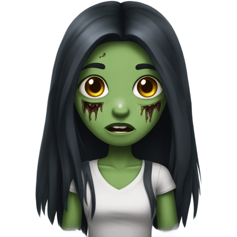 girl zombie with black long hair emoji