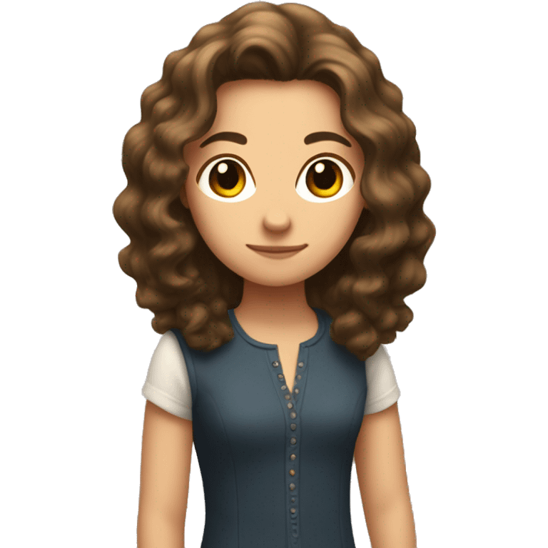 A girl with fluffy brown shoulder-length hair looks daggers at someone  emoji