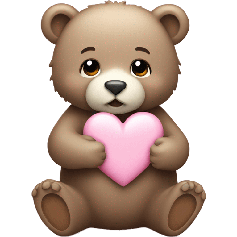 little bear holding light pink heart  emoji