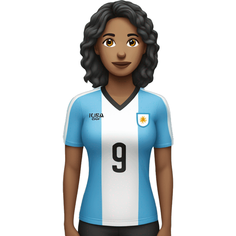 Woman wearing Uruguay jersey emoji