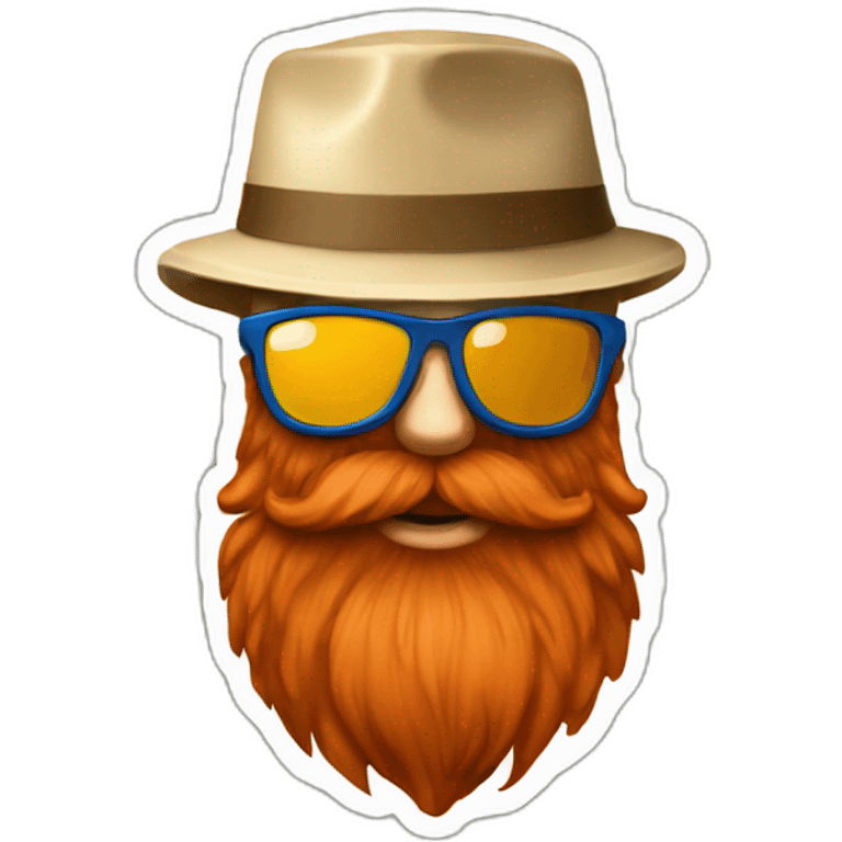 red beard with bucket hat wearing sunglasses drinking beer emoji