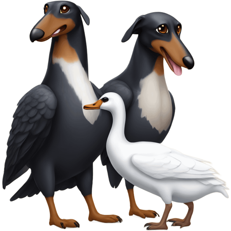  bird swan with doberman couple emoji