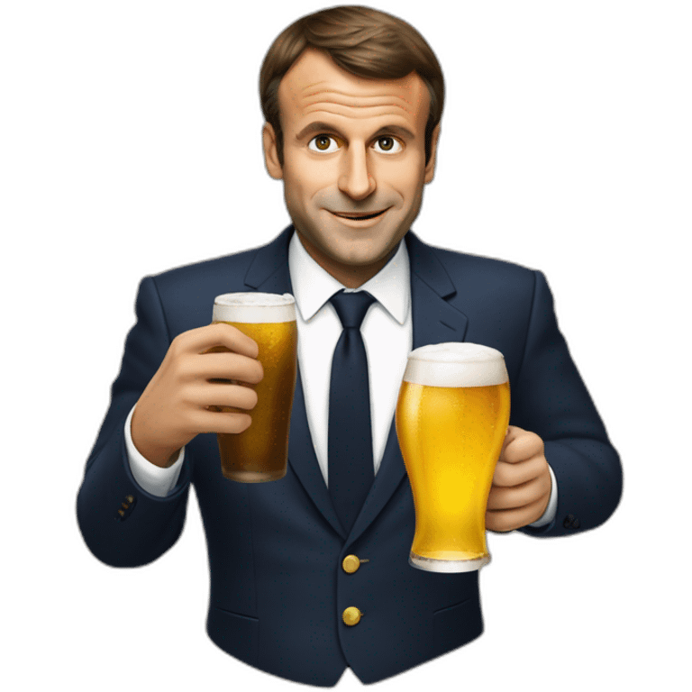 Emanuel Macron with a beer emoji