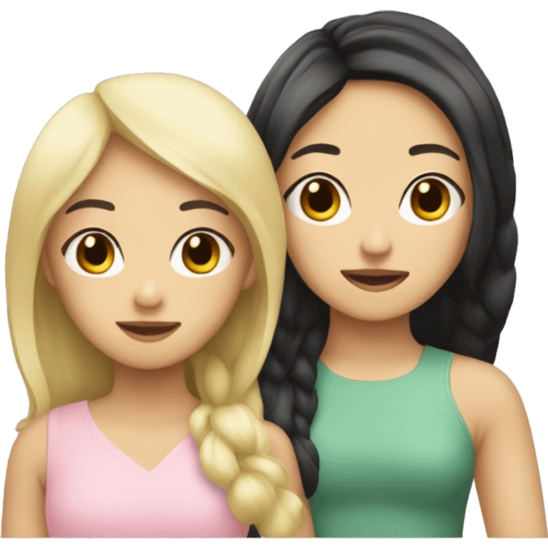 Asian and blonde girl besties emoji