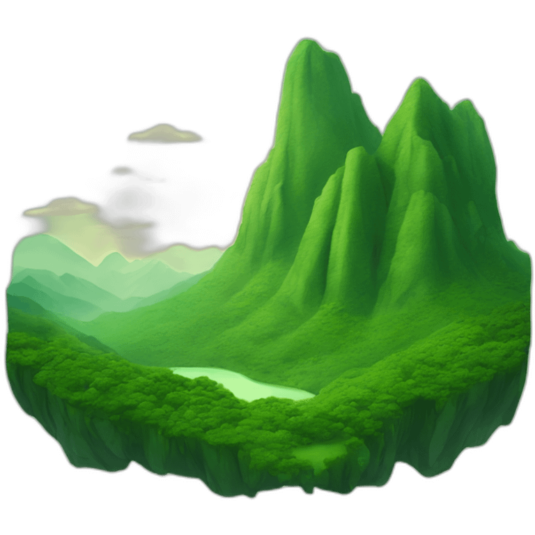 The island of dreams green mountains emoji