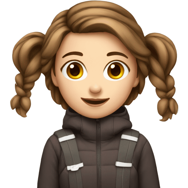 cute ski girl brown hair emoji