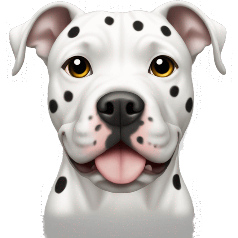 white pit bull with grey spots  emoji