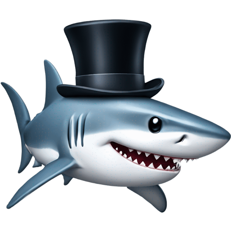 Shark with a top hat emoji