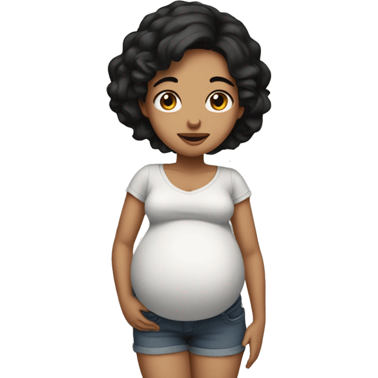 pregnant woman long black hair brown eyes fair skin  emoji