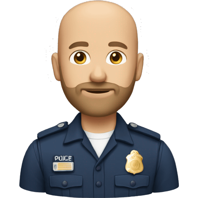 Bald Caucasian man with light brown beard in police uniform  emoji